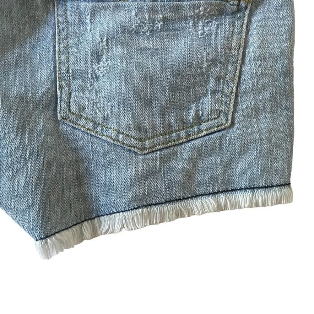 Carmar Denim Shorts Womens 24 Light Blue Distressed Low‎ Rise Raw Hem Cutoffs